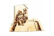 HERMA Chemises a  elastique Animaux exotiques avec motif Amis de girafes, A4, plastique robuste, avec impression interieure, 1 p