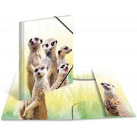 Herma 19971 Porte-documents DIN A3 Motif poupee de suricate en plastique solide avec rabats interieurs imprimes, reliure elastiq