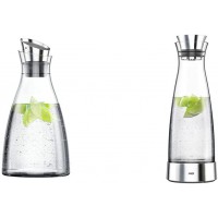 Emsa Flow Carafe Fraicheur en Verre 1L 516942 & Carafe, Station de Refroidissement, 1 Litre, Fermeture Automatique, Verre/Inox, 