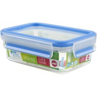 EMSA 508538 Boite alimentaire rectangulaire avec couvercle, 0,55 L, Transparent/bleu, Clip & Close