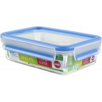 EMSA 508539 Boite alimentaire rectangulaire avec couvercle, 0.8 Litre, Transparent/bleu, Clip & Close