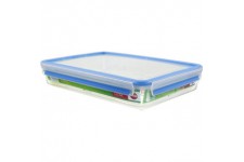 Emsa 508545 Boite alimentaire rectangulaire avec couvercle, 2.6 Litres, Transparent/bleu, Clip & Close