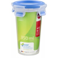 Emsa 508551 Boite alimentaire ronde avec couvercle, 0.35 Litre, Transparent/bleu, Clip & Close