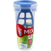 Emsa 508555 Boite alimentaire shaker avec couvercle, 0.5 Litre, Transparent/bleu, Clip & Close