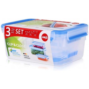 Emsa Set de 3 boites rectangulaires Clip & Close