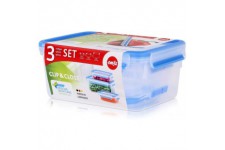 Emsa Set de 3 boites rectangulaires Clip & Close