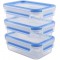 Emsa 508570 Alimentaires Clip & Close, Plastique, Transparent/Bleu, 0,55 Litre, Lot de 3 Boites