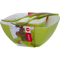 Emsa 509824 VIENNA Ensemble saladier-4 bols et 2 couverts a  salade- En plastique, vert clair
