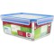 Emsa 512888 Boite alimentaire avec plateau egouttoire, 26.3 x 19.5 x 11 cm, 3,7 L, Transparent/bleu, Clip & Close