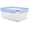 Emsa 512888 Boite alimentaire avec plateau egouttoire, 26.3 x 19.5 x 11 cm, 3,7 L, Transparent/bleu, Clip & Close