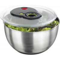 Emsa Turboline Essoreuse a  salade 4,5 L, Bol en inox pour un service style, Fentes de drainage integrees, Bouton turbo pour un 