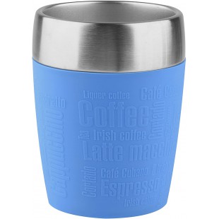 Emsa 514515 TRAVEL CUP tasse isotherme, mug avec couvercle, revetement silicone, 200ml, Bleu maritime