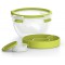 Emsa Boite a  Salade avec 2 Compartiments Pratiques et Couvercle, Boite a  Salade, Volume : 1 Litre, Transparent/Vert, Clip & Go