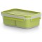 Emsa Boite a  Repas et En-cas avec 2 Inserts Pratiques et Couvercle, Volume : 1 Litre, Transparent/Vert, Clip & Go, 518101