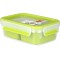 Emsa Boite a  Repas et En-cas avec 2 Inserts Pratiques et Couvercle, Volume : 1 Litre, Transparent/Vert, Clip & Go, 518101