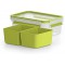 Emsa Boite a  Repas et En-cas avec 2 Inserts Pratiques et Couvercle, Volume : 1 Litre, Transparent/Vert, Clip & Go, 518101