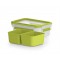 Emsa - 518102 - Boite a  Repas et En-cas avec 2 Inserts Pratiques et Couvercle - Volume : 0,55 Litre - Transparent/Vert - Clip &