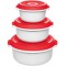 Emsa 518999 Micro Family Lot de 3 plats pour micro-ondes Blanc/rouge