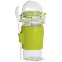 EMSA CLIP GO Mug a  yaourt 0.45L + cuillere Vert pique-nique dejeuner boite alimentaire N1071400