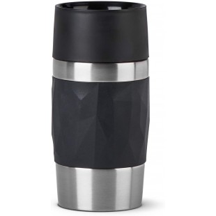 EMSA Travel Mug Compact Tasse Mug isotherme noir 0,3 L Isolation double paroi boissons chaudes cafe 3h fraiches 6h Ac