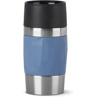 EMSA Travel Mug Compact Tasse Mug isotherme bleu 0,3 L Isolation double paroi boissons chaudes cafe 3h fraiches 6h Acier inoxyda