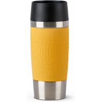 Emsa Travel Mug isotherme 0,36 L jaune revetement silicone conserve 4 h chaud 8h froid ouverture facile compatible lave-vaissell