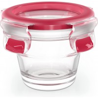 EMSA Clip&Close Boite alimentaire en verre 0,1 L rouge, Empilable, Four jusqu'a 420°C, Hermetique, Froid jusqu'a -4