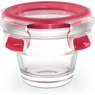 EMSA Clip&Close Boite alimentaire en verre 0,1 L rouge, Empilable, Four jusqu'a 420°C, Hermetique, Froid jusqu'a -4