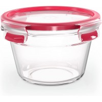 Emsa Clip&Close Boite alimentaire ronde en verre, 0,9 L, Four jusqu'a  420°C, Froid jusqu'a  -40°C, Compatible lave-vaisselle, E