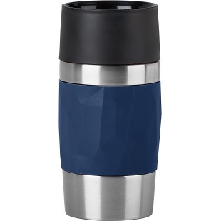 EMSA N21608 Travel Mug isotherme compact en acier inoxydable, 0,3 l, 3h chaud, 6h froid, sans BPA, 100% etanche, pass