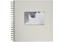 12156-02 Album photo a  spirales Passepartout avec 50 pages blanches cartonnees, papier cristal et reliure tissee 240 x 250 mm (