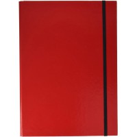 Boite pour carnets A4 3 X interieur se plie avec support elastique, rouge