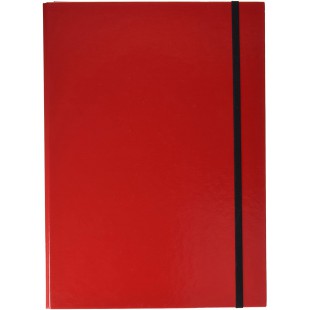 Boite pour carnets A4 3 X interieur se plie avec support elastique, rouge