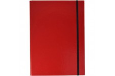 Boite pour carnets A4 3 X interieur se plie avec support elastique, rouge