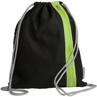  Sac de sport a cordelette"Go" Noir et vert tilleul