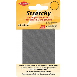 40 x 6 cm Ruban elastique thermocollant reparation vetements, Gris