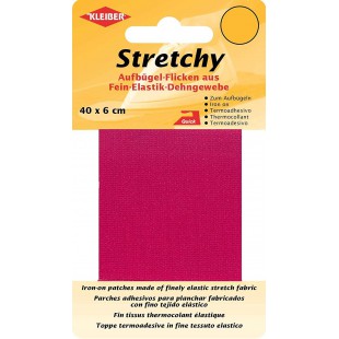 40 x 6 cm Ruban elastique thermocollant reparation vetements, Rose / Fuschia