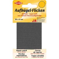 30 x 6 cm Ruban Coton thermocollant reparation tres Fin et Souple, Gris fonce