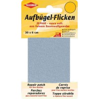 30 x 6 cm Ruban Coton thermocollant reparation tres Fin et Souple, Gris Clair