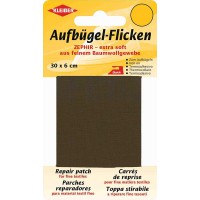 30 x 6 cm Ruban Coton thermocollant reparation tres Fin et Souple, Marron fonce