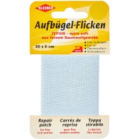 30 x 6 cm Ruban Coton thermocollant reparation tres Fin et Souple, Bleu Clair