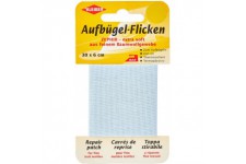 30 x 6 cm Ruban Coton thermocollant reparation tres Fin et Souple, Bleu Clair