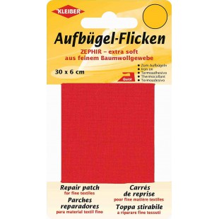 30 x 6 cm Ruban Coton thermocollant reparation tres Fin et Souple, Rouge