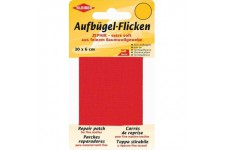 30 x 6 cm Ruban Coton thermocollant reparation tres Fin et Souple, Rouge