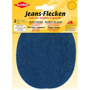 + Co.GmbH Tissus de Jeans ovales, Bleu Moyen, 13 x 10 cm
