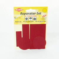 5-Pieces Set Patchs Autocollant Nylon pour reparer vetements, Rouge fonce