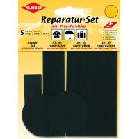 5-Pieces Set Patchs Autocollants Nylon pour reparer vetements, Noir