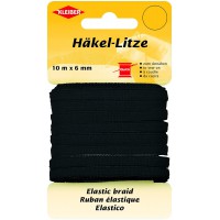 71085 Crochet de litze/Fin Bande de Caoutchouc, 78% Polyester, 22% elastomere, Noir, 1000.0 x 0,6 x 0,05 cm