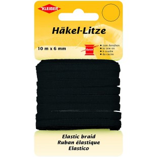 71085 Crochet de litze/Fin Bande de Caoutchouc, 78% Polyester, 22% elastomere, Noir, 1000.0 x 0,6 x 0,05 cm