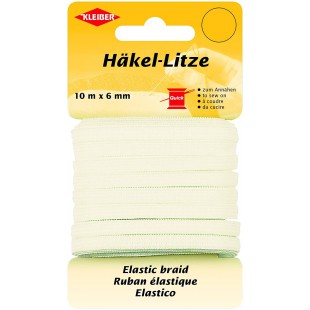 71089 Crochet de litze/Fin Bande de Caoutchouc, 78% Polyester - 22% elastomere, Blanc, 1000 x 0,6 x 0,05 cm